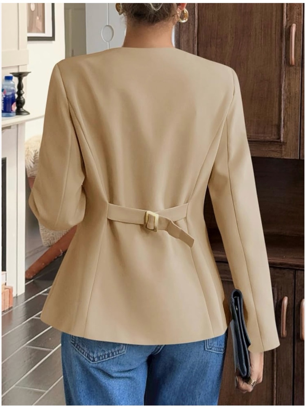 NWT Cicy Bell "Work Well" Collarless Blazer Jacket - Tan / Nude size XL - Picture 2 of 10